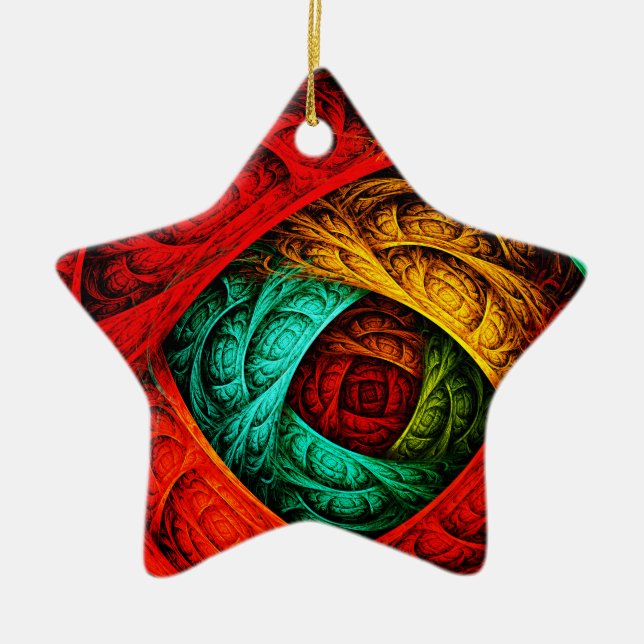 Colourful Artistic Modern Abstract Art Pattern #09 Ceramic Ornament (Front)