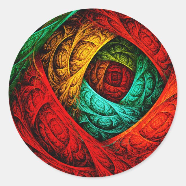 Colourful Artistic Modern Abstract Art Pattern #09 Classic Round Sticker (Front)