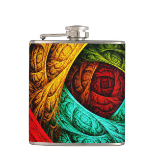 Colourful Artistic Modern Abstract Art Pattern #09 Hip Flask