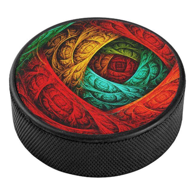 Colourful Artistic Modern Abstract Art Pattern #09 Hockey Puck (3/4)