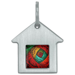 Colourful Artistic Modern Abstract Art Pattern #09 Pet ID Tag