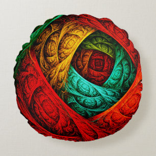 Colourful Artistic Modern Abstract Art Pattern #09 Round Pillow