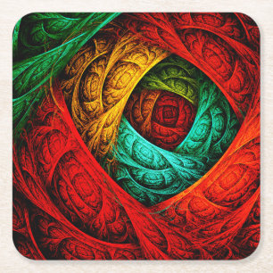 Colourful Artistic Modern Abstract Art Pattern #09 Square Paper Coaster
