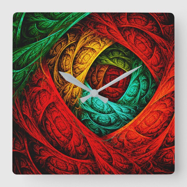 Colourful Artistic Modern Abstract Art Pattern #09 Square Wall Clock (Front)