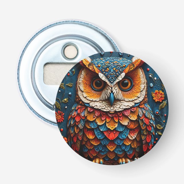 Colourful Artistic Owl Bottle Opener (Front)