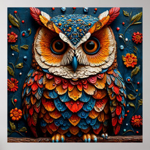 Colourful Artistic Owl Poster