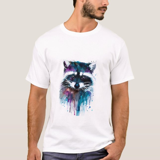 colourful artistic Raccoon tee (Front)