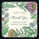 Colourful Artistic Scandi Bridal Shower Gift Favou Square Sticker<br><div class="desc">Sweet and pretty,  this square sticker is easily personalized and features a border design of Scandinavian-inspired florals in colourful jewel tones and pastels giving it a softly rustic and glam vibe. Ideal for a bridal or baby shower,  tie this gift tag on favours,  gifts and more.</div>