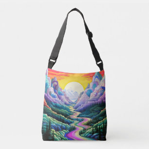 Colourful Artistic Scenic Landscape Illustration Crossbody Bag