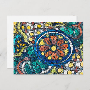 colourful artistic southwest pottery blue postcard