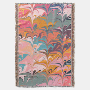 Colourful Artsy Abstract Marble Swirl Design Throw Blanket