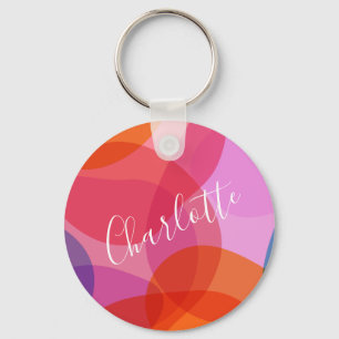Colourful Artsy Abstract Shapes Personalized Name  Keychain