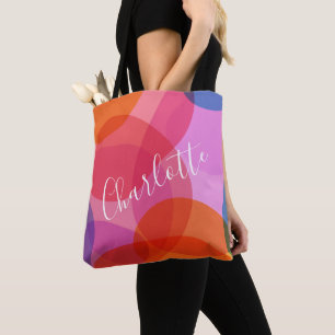 Colourful Artsy Abstract Shapes Personalized Name Tote Bag