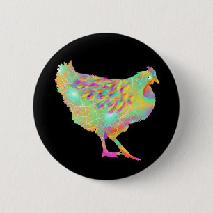 Colourful Artsy Chicken Cute Farm Hen Animal Art 2 Inch Round Button