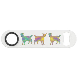 Colourful Artsy Goats Standing on Things Design Bar Key