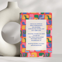 Colourful Artsy Modern Red Shapes Birthday Party