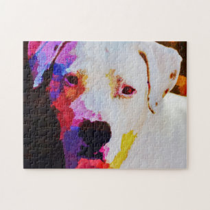 Colourful Artsy Pit Bull Dog Art Puzzle