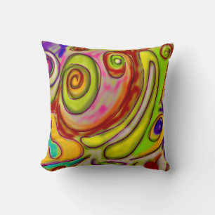 Colourful Artsy Psychedelic Frog Face Throw Pillow