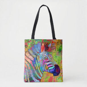 Colourful Artsy Zebra Tote Bag