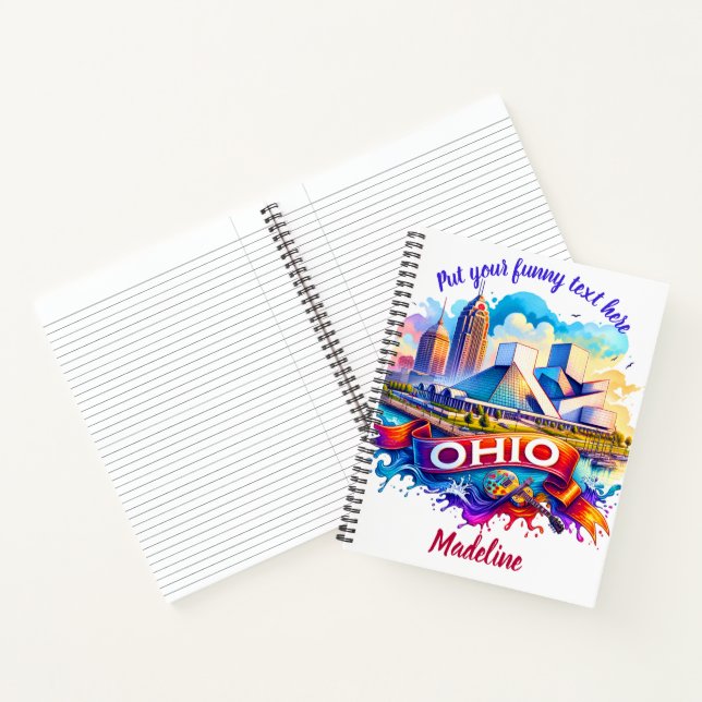 Colourful artwork of Ohio's skyline Notebook (Inside)