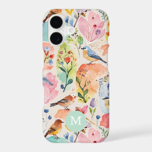 Colourful Arty Birds and Flowers Watercolor
