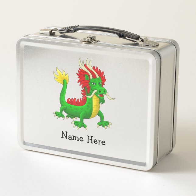 Colourful Asian Dragon Metal Lunch Box (Front)