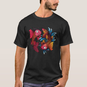 Colourful Asian Style Yin Yang Koi Fish  Japanese T-Shirt