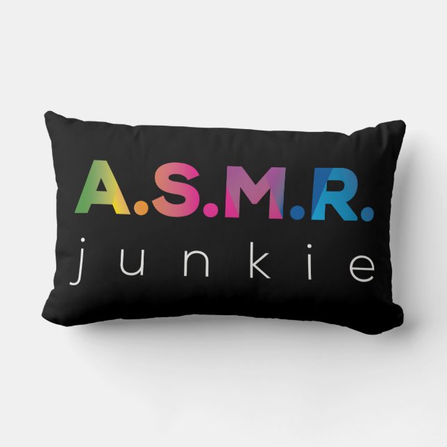 Colourful ASMR Junkie Black and White Lumbar Pillow (Back)