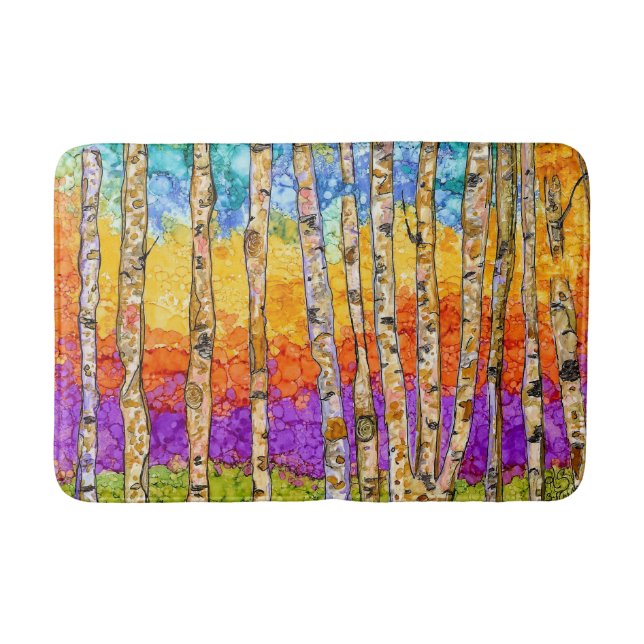 Colourful Aspen Trees Bath Mat (Front)