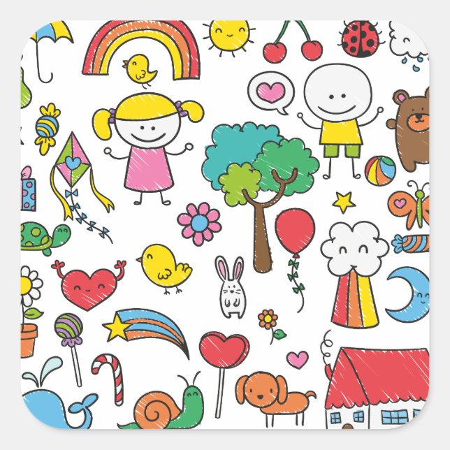 Colourful Assorted Children's Drawing Sticker Seal (Front)