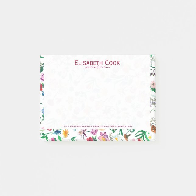 Colourful Assorted Flowers Custom White Background Post-it Notes (Front)