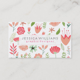 Colourful Assorted Flowers Over White Background Business Card