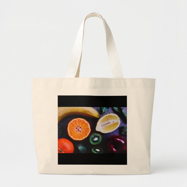 Colourful Assorted Fruits Large Tote Bag (Front)