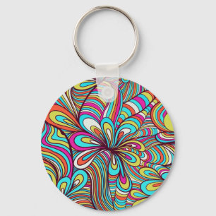 Colourful Assorted Psychedelic Swirls Pattern 2 Keychain