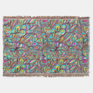 Colourful Assorted Psychedelic Swirls Pattern 2 Throw Blanket