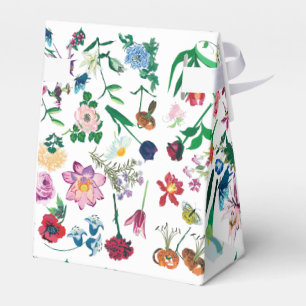 Colourful Assorted Spring Flowers White Background Favor Box