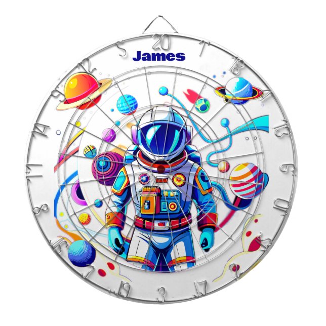 Colourful Astronaut and Univers in Bold Colours Dartboard (Front)
