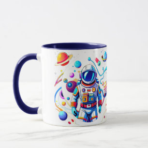 Colourful Astronaut and Univers in Bold Colours Mug