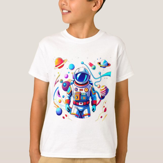 Colourful Astronaut and Univers in Bold Colours T-Shirt (Front)