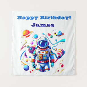 Colourful Astronaut and Univers in Bold Colours Tapestry