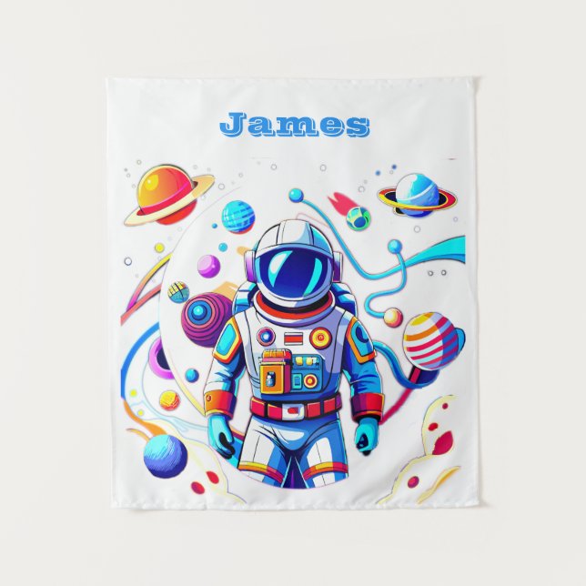 Colourful Astronaut and Univers in Bold Colours Tapestry (Front)