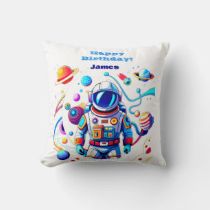 Colourful Astronaut and Univers in Bold Colours Throw Pillow