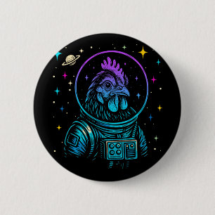 Colourful Astronaut Chicken Space Galaxy Farm Anim 2 Inch Round Button