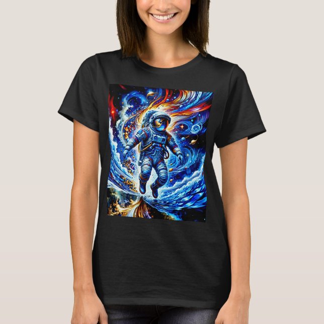 Colourful Astronaut Enjoying Space T-Shirt (Front)