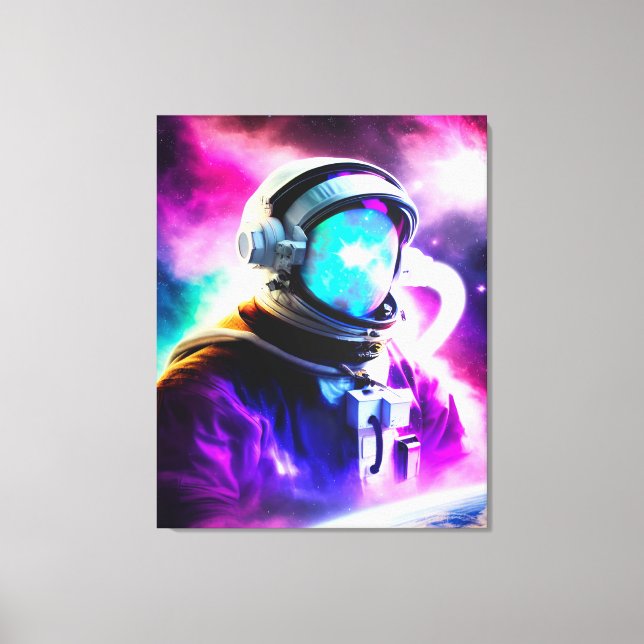 Colourful Astronaut in Outer Space Stretched Canva Canvas Print (Front)