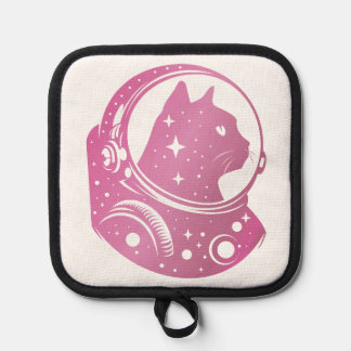 colourful Astronaut Kitty Pot Holder