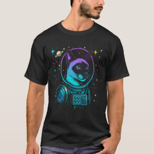 Colourful Astronaut Siamese Cat Space Galaxy Cat L T-Shirt