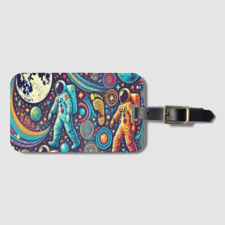  Colourful Astronaut Spacewalk Pattern Luggage Tag