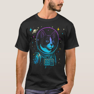 Colourful Astronaut Tuxedo Cat Space Galaxy Cat Lo T-Shirt