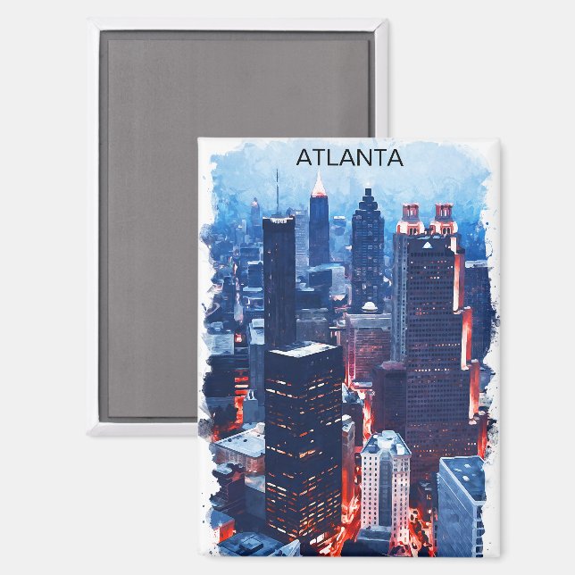 Colourful Atlanta Georgia Skyline City View  Magnet (Front/Back)